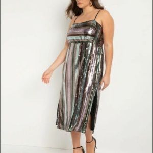 New no tags Eloquii size 16 striped sequin slip dress